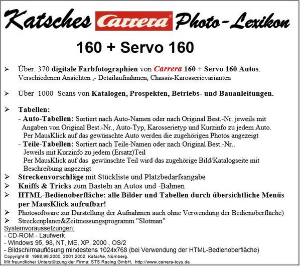Katsches Carrera Photo-Lexikon "Carrera 160 + Servo 160"