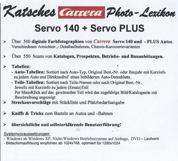 Katsches Carrera Photo-Lexikon "Carrera Servo 140 + PLUS"